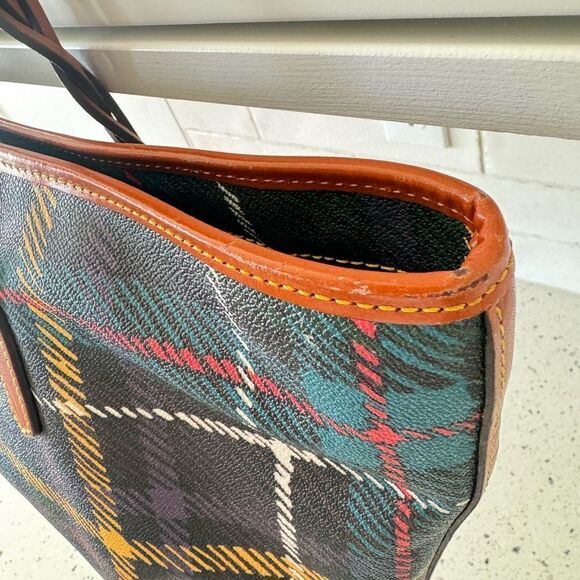 DOONEY & BOURKE Multicolored Leather Plaid Shopper Tote Shoulder Handbag Top Zip - Picture 14 of 16